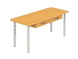 Стол детский 2-местный с ящиками "бук" регулируемый 1-3 г/р