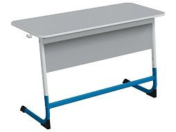 Стол 2-местный школьный 5-7 г/р "Нова" регулируемый (серый, м/к белый/синий)