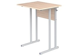 Стол школьный 1-местный 3 г/р нерегулируемый (дуб "Молочный", м/к серый, квадратная труба)