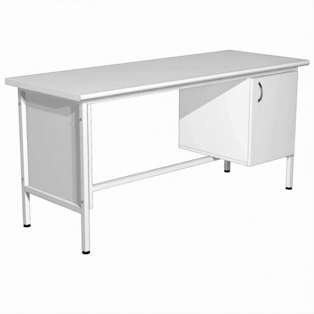 Стол для врача рабочий с тумбой СЛ-3 (1600х600х750) (постформинг белый, каркас белый)
