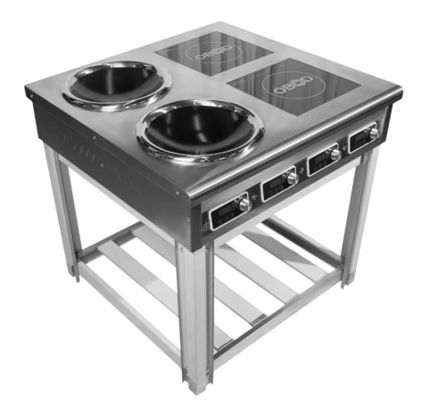 Индукция комбо OBOD/2 зоны WOK, 2 зоны плита, подставка