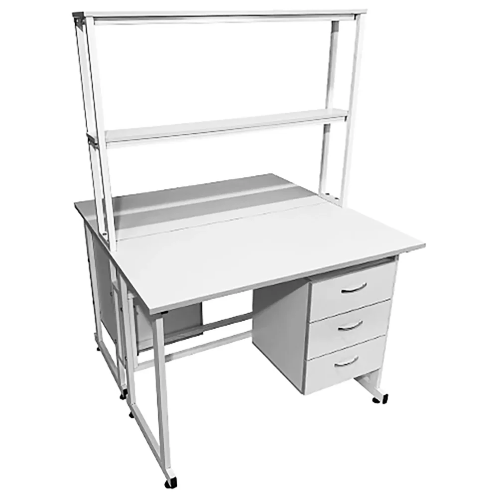 Стол лабораторный островной с надстройкой Сло 22.015 (белый)