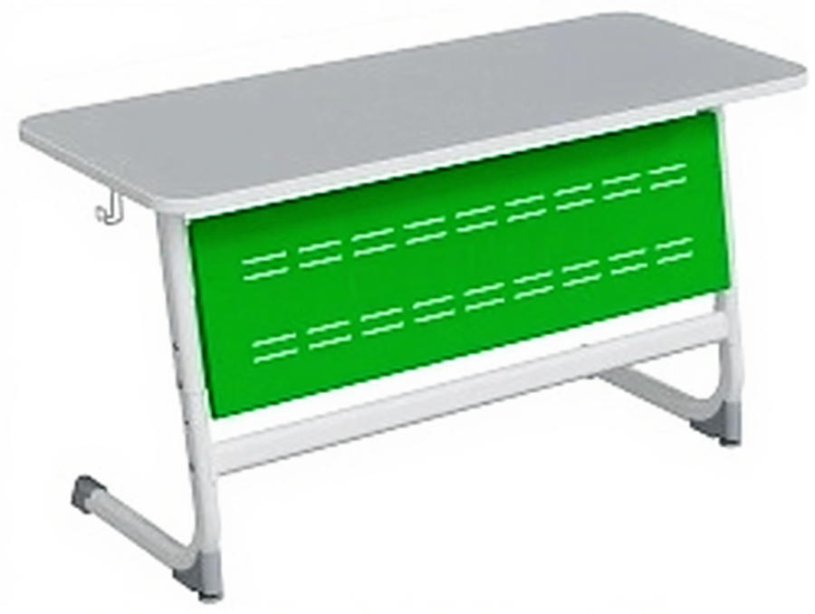 Стол 2-местный школьный 3-5 г/р "Логика" с перфорированным экраном (серый/зеленый, м/к белый)