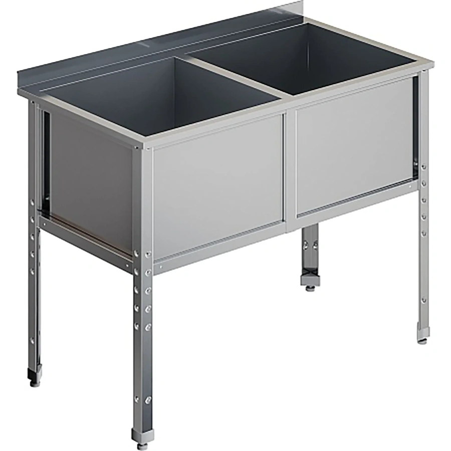 Ванна моечная двухсекционная с бортом ВМС-2/7-Б-ЭН