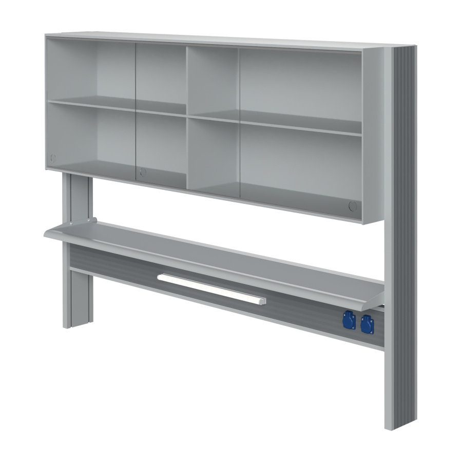 Технологический стеллаж со шкафом 600 мм для пристенного стола Mod. 1800 ТСПШ-60