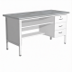 Стол лабораторный СЛ-109 с тумбой (1400х600х750) (постформинг серый, каркас белый)