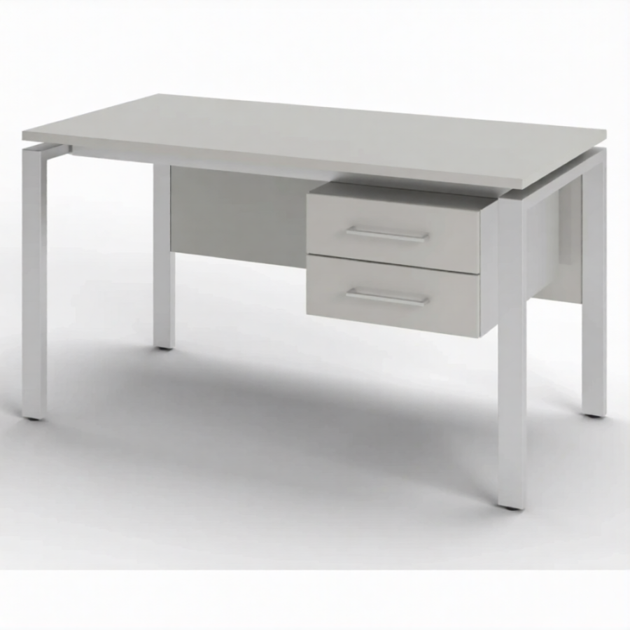 Стол рабочий 2 ящика СрТ-22 (тип 1) (1400х800х750) (столешница ЛДСП серый, каркас серый)