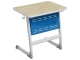 Стол 1-местный школьный 3-5 г/р "Логика" с перфорированным экраном (дуб "Бардолино"/синий, м/к белый)