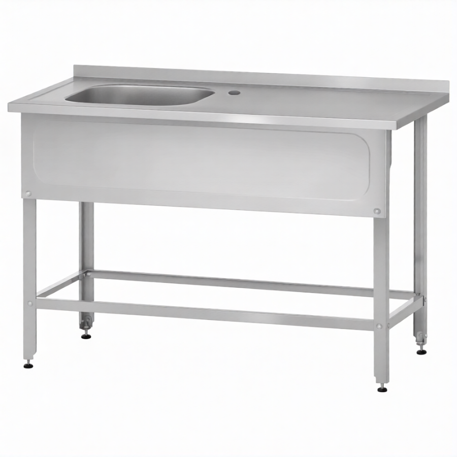 Ванна с рабочей поверхностью РПЦн  860х1000х700 правое м/о, борт, экран (ножка угловая)