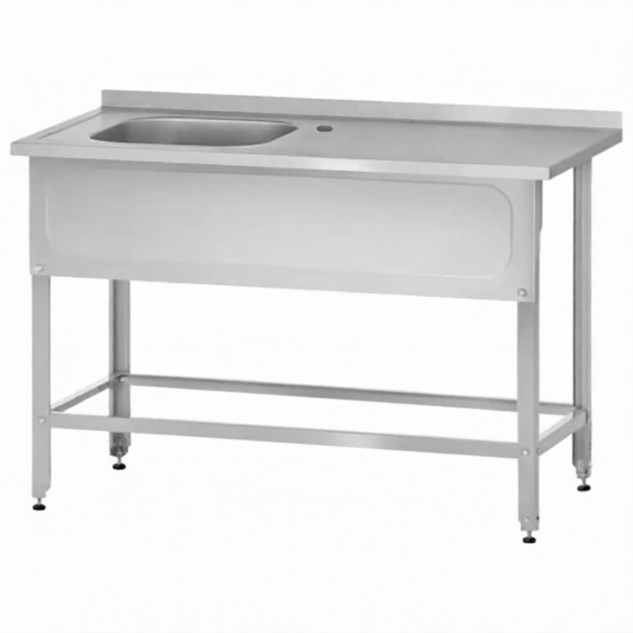 Ванна с рабочей поверхностью РПЦн  860х1000х700 правое м/о, борт, экран (ножка угловая)